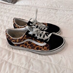 Vans Women's Leopard Print Sneakers - Black and Brown